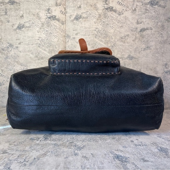 Carla Mancini Top Stitched Black Leather Satchel - Picture 6 of 14